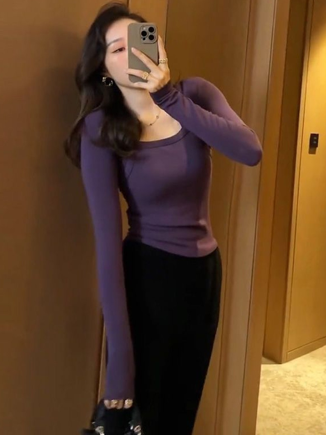 StyleCast Women Solid Long Sleeve Rayon Fitted Tops