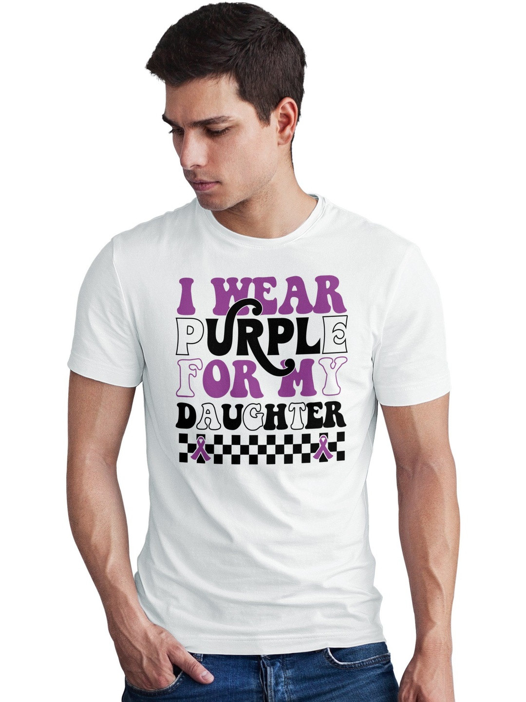 Seekbuylove Men I Wear Purple For My Daughter Typography Printed Regular Fit T-shirt