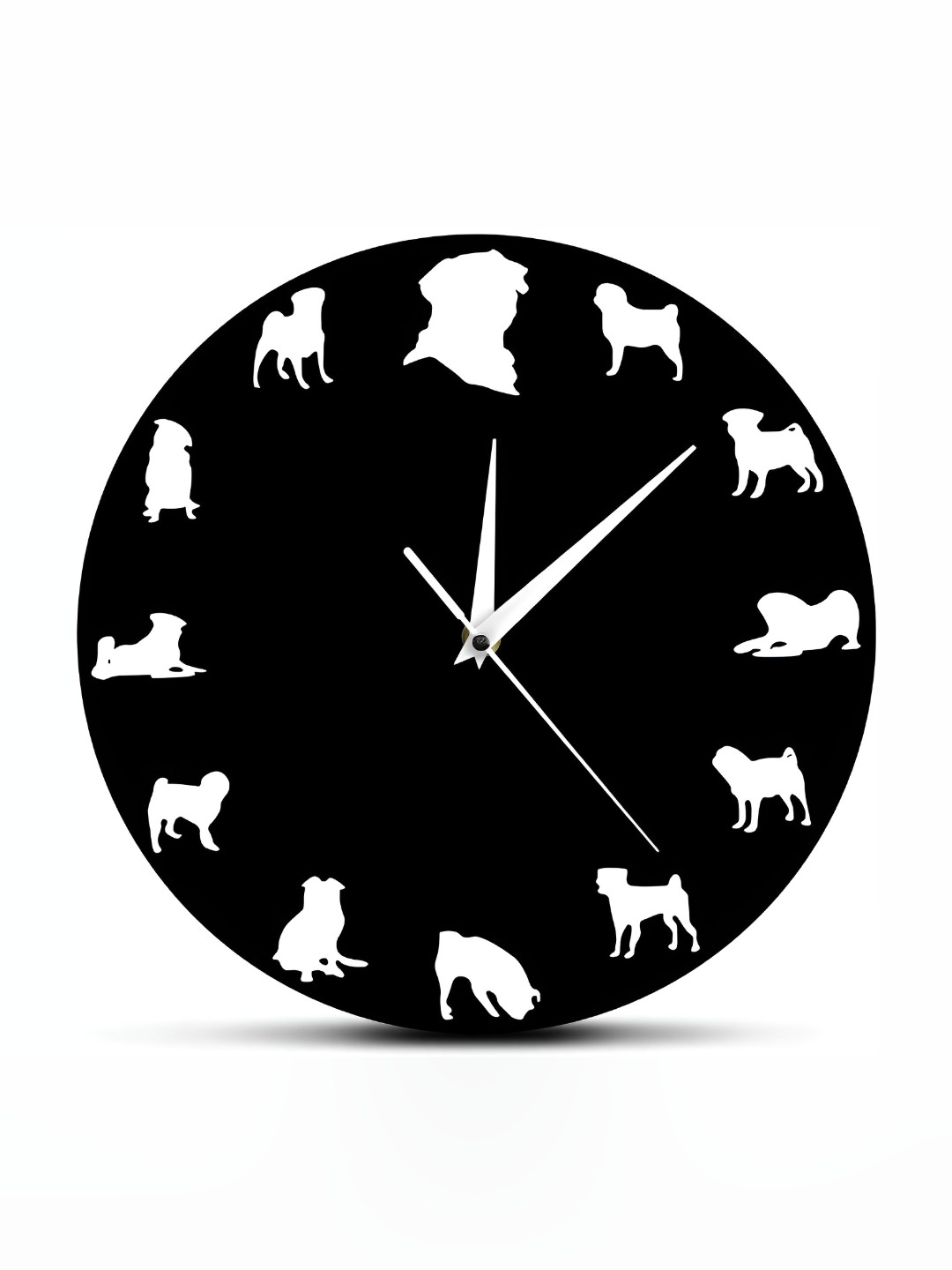 QEZNEF Black Geometric Wooden Analog Traditional Wall Clock