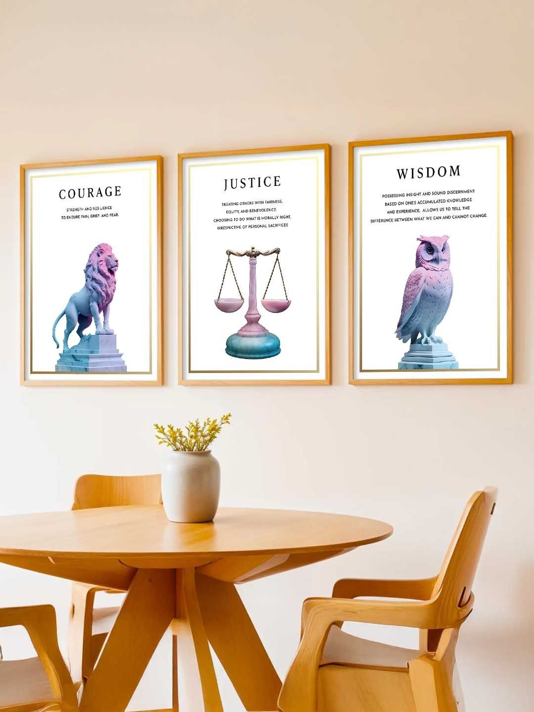 WALLLANE Pack Of 3 Philosophy Art White Wood Rectangular Framed Posters