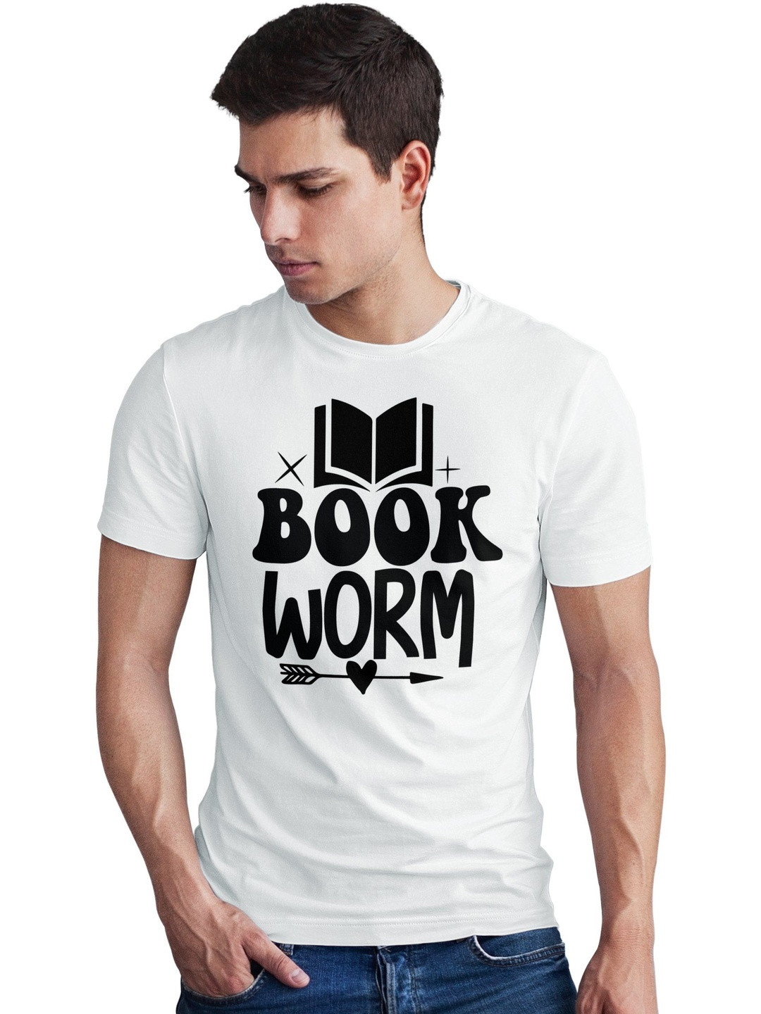 Seekbuylove Typography Bookworm Printed Round Neck Bio Finish Pure Cotton T-shirt
