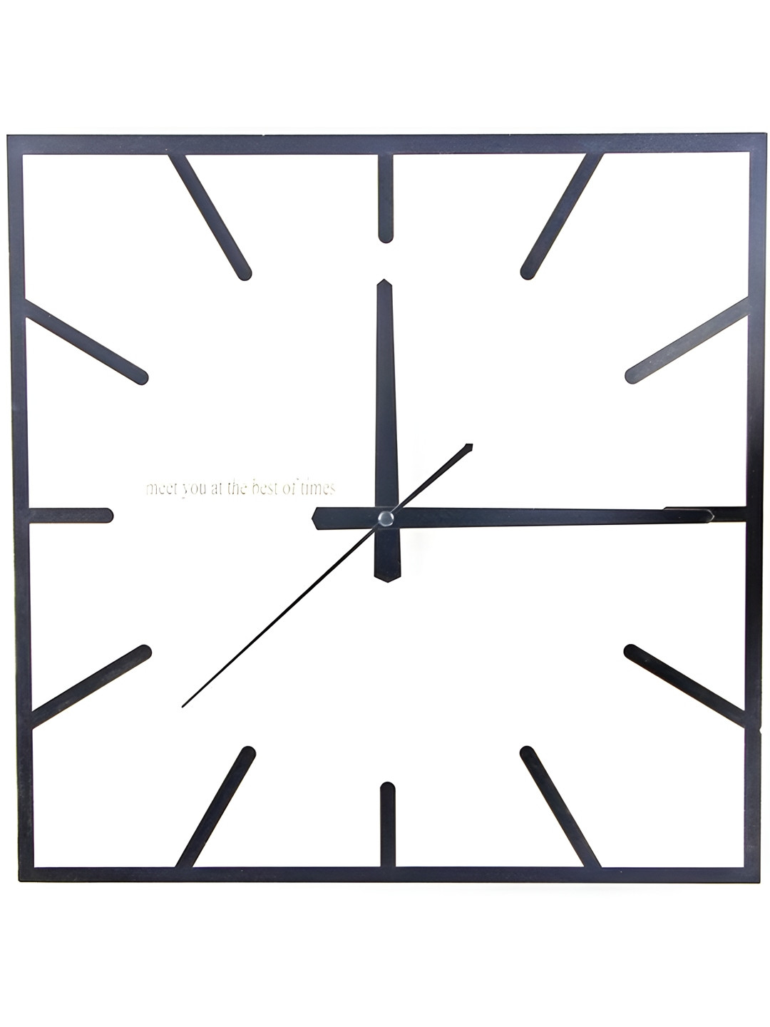 QEZNEF White Wooden Contemporary Square Shape Battery Analogue Wall Clock 11.8 inch