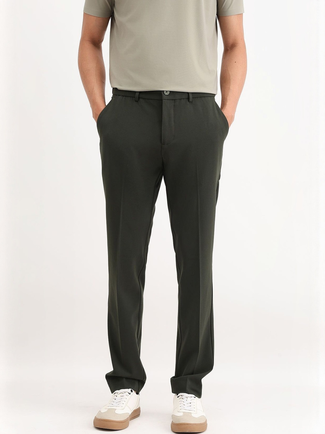 The Collection Men Tailored Slim Fit Mid-Rise Travel Feature Trousers