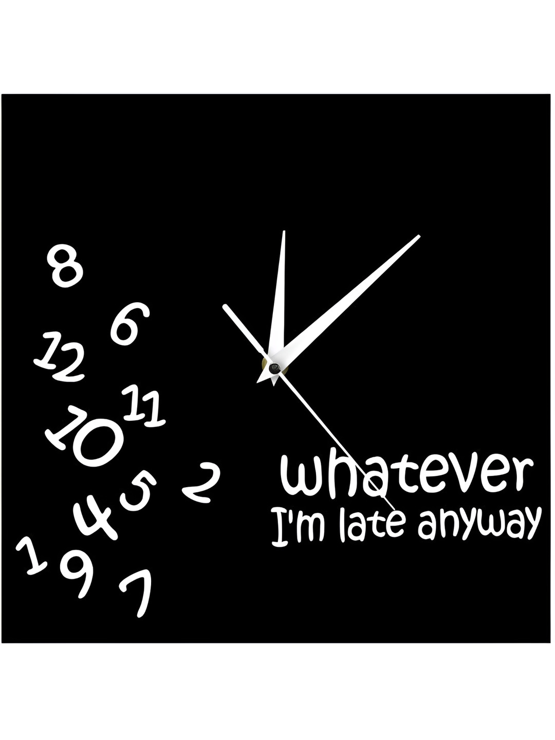 QEZNEF Black Graphic Printed Square Shaped Analogue Traditional Wall Clock 30 cm x 30 cm