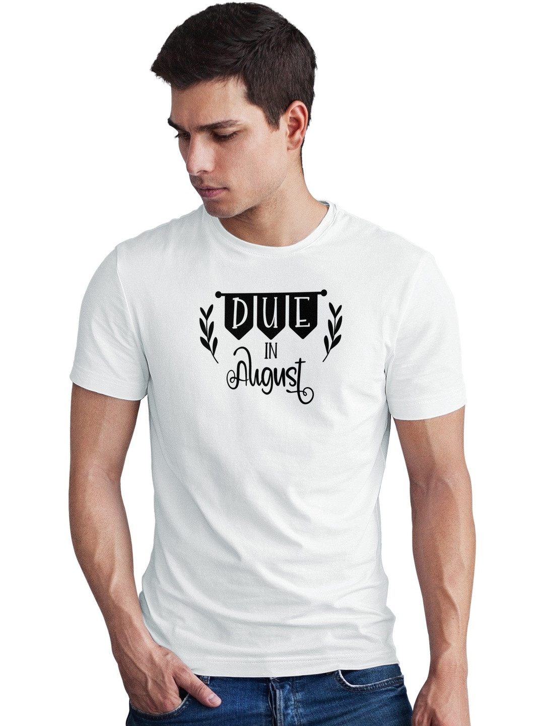 Seekbuylove Men Pure Cotton Pregnancy Announcement Printed Bio Finish Regular Fit T-shirt