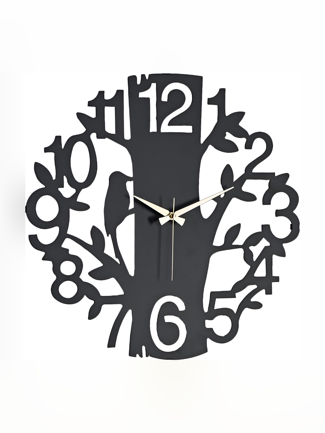 QEZNEF Black Solid Geometric Wooden Traditional Wall Clock