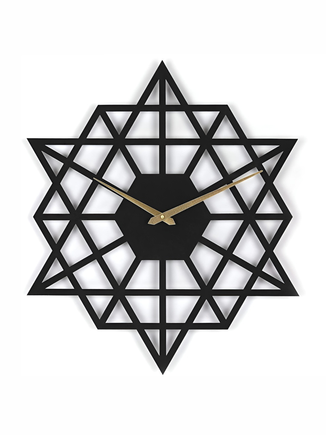 QEZNEF Black Solid Geometric Wooden Traditional Wall Clock