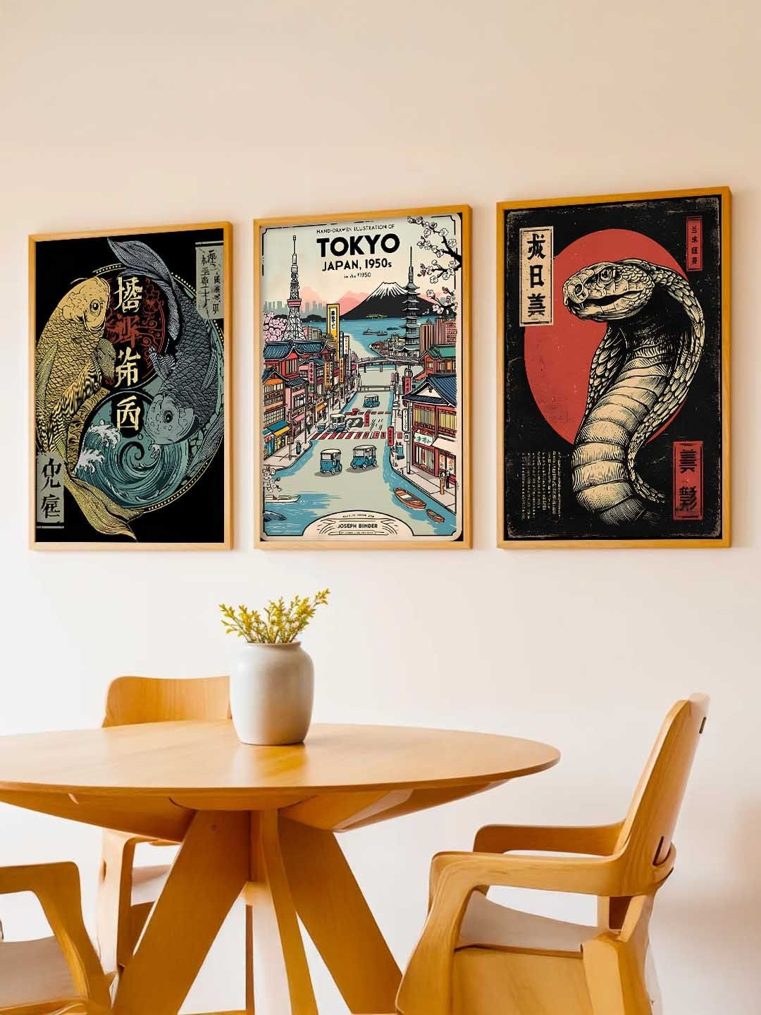 WALLLANE Set of 3 Wood Framed Posters