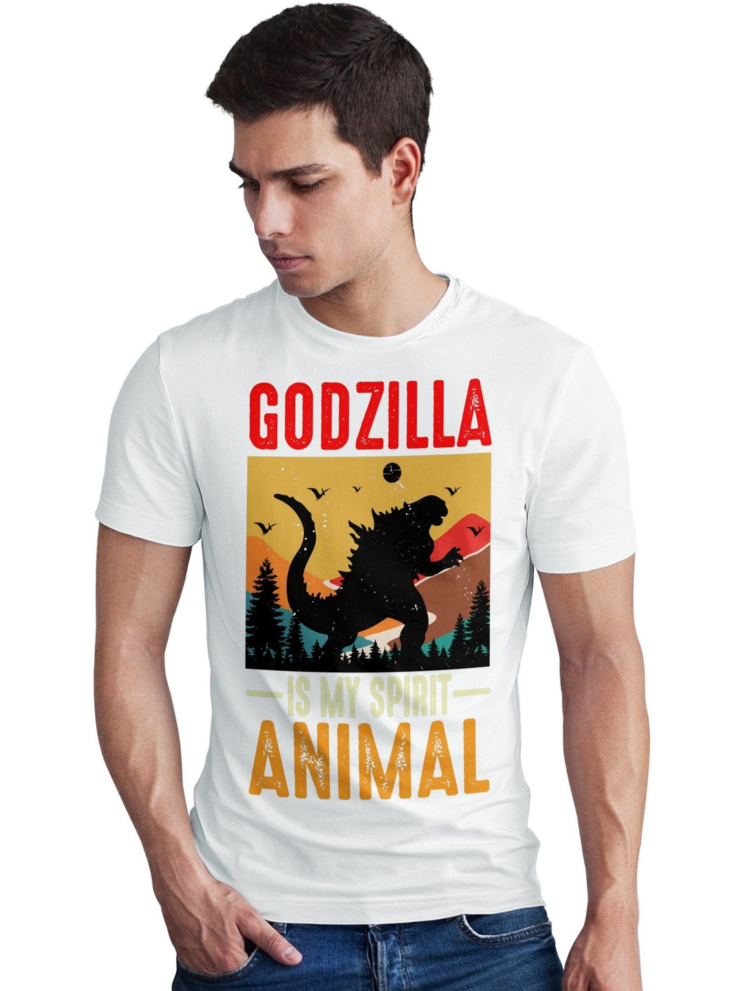 Seekbuylove Godzilla Printed Round Neck Bio Finish Pure Cotton T-shirt