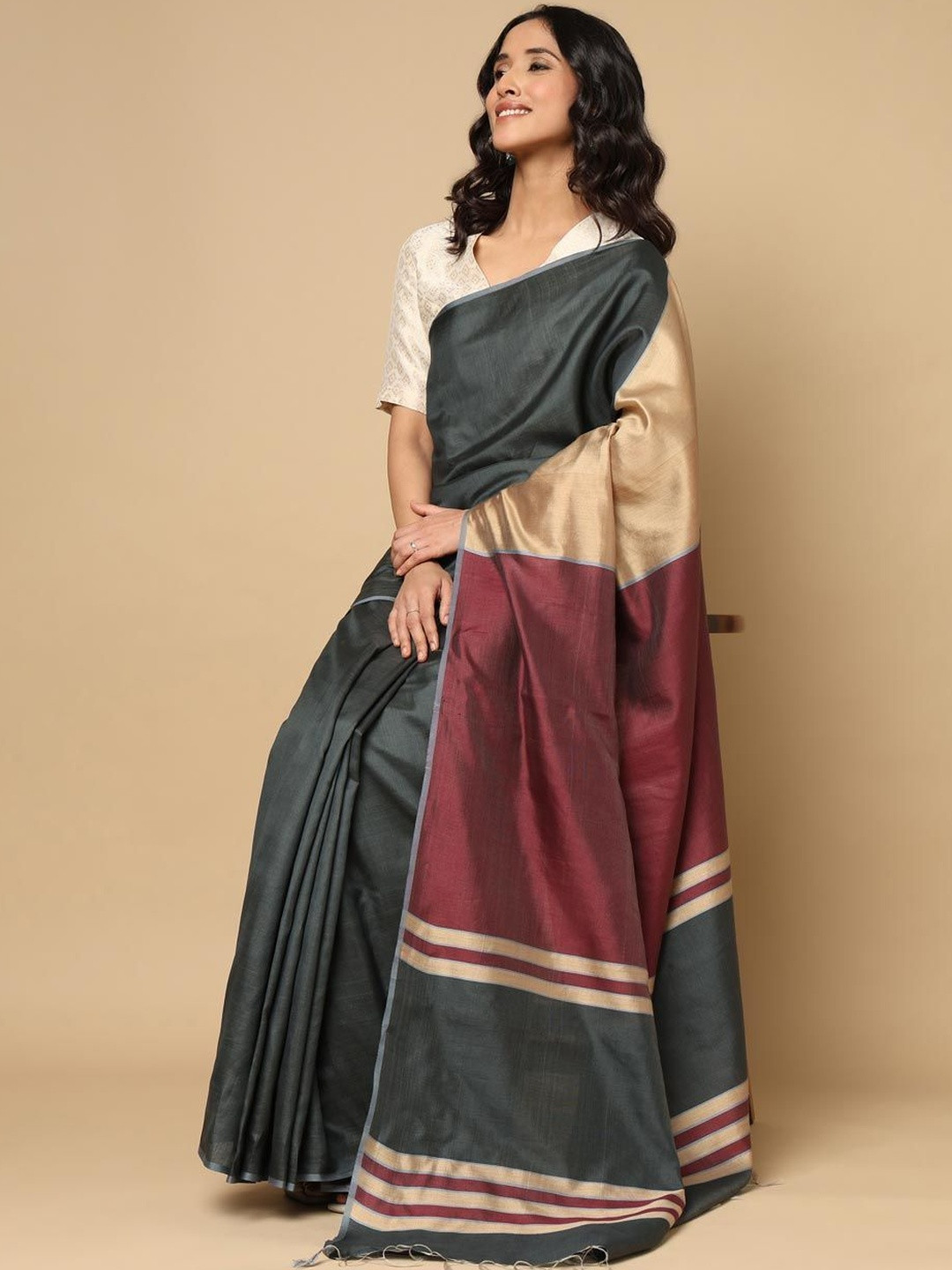 Fabindia Women Woven Design Saree without a Blouse Piece