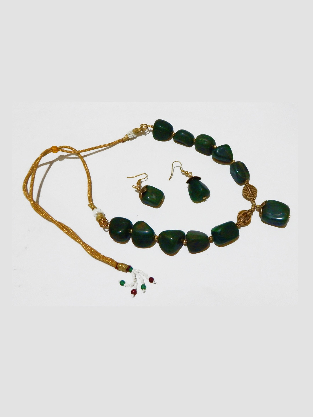 Jaya Vision Jewelry Gold-Plated Quartz Beaded Necklace And Earrings