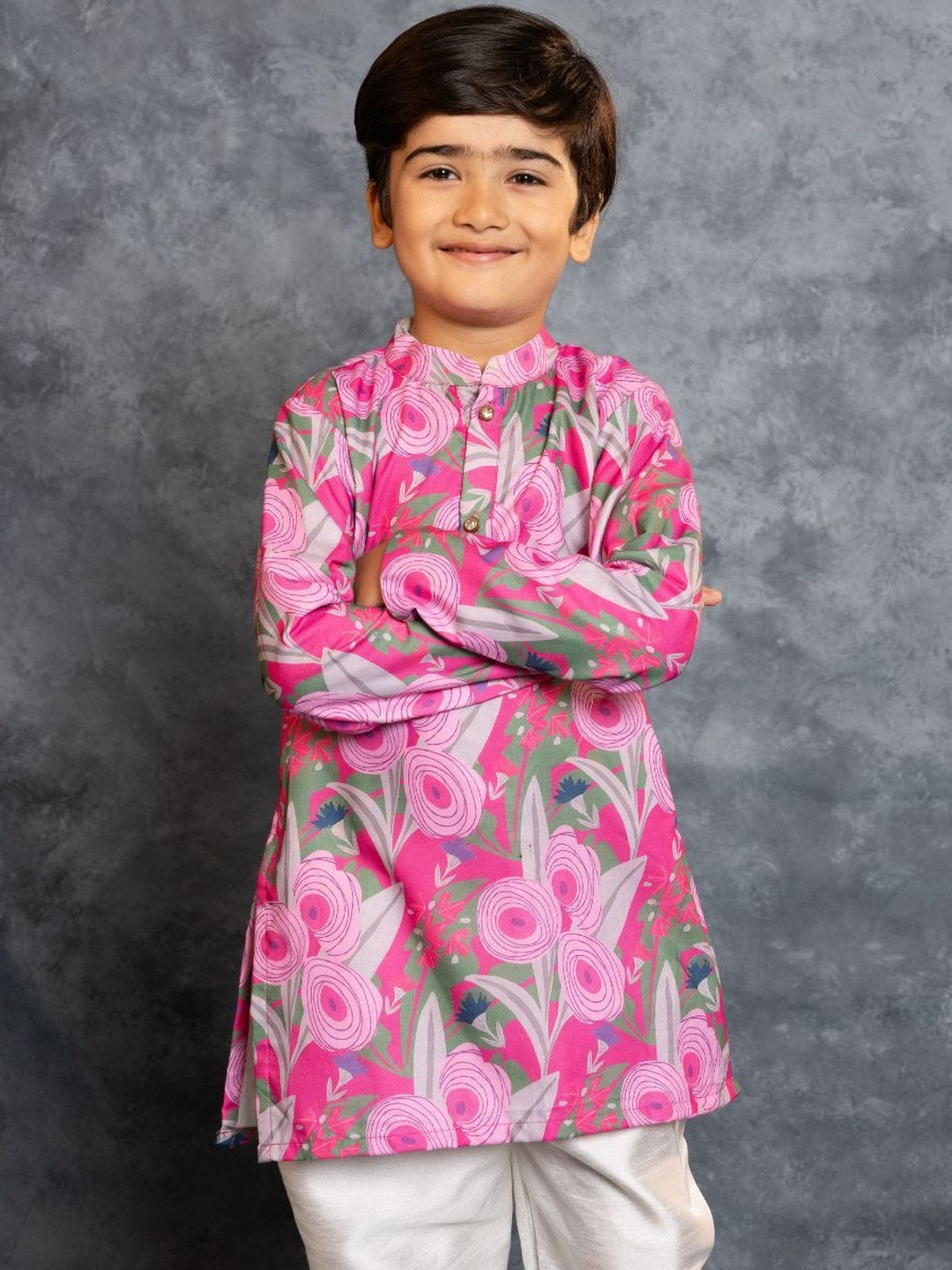 Jilmil Boys Soft Cotton Digital Printed Regular Kurta with Pyjamas