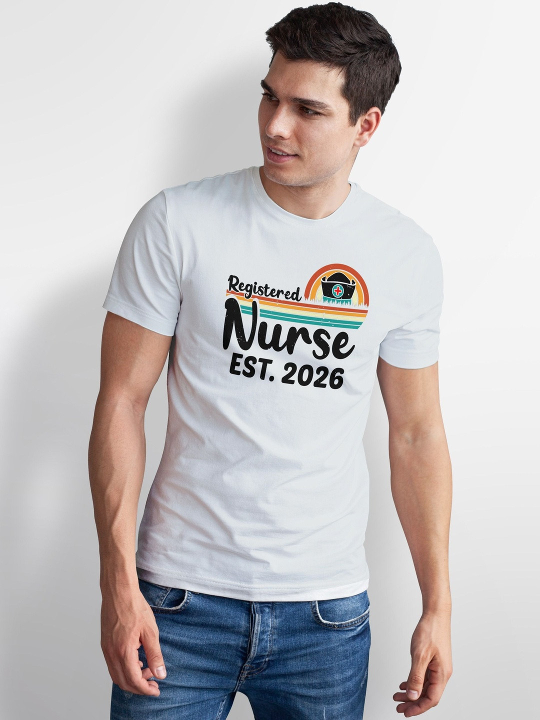 Seekbuylove Registered Nurse Est 2026 Printed Round Neck Bio Finish Pure Cotton T-shirt