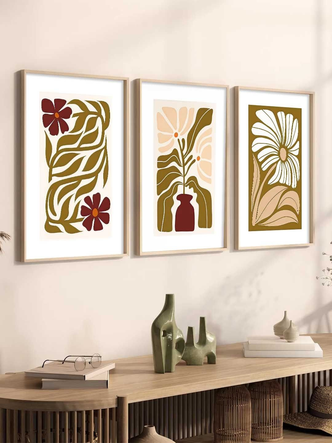 WALLLANE Set of 3 Boho Art Framed Posters