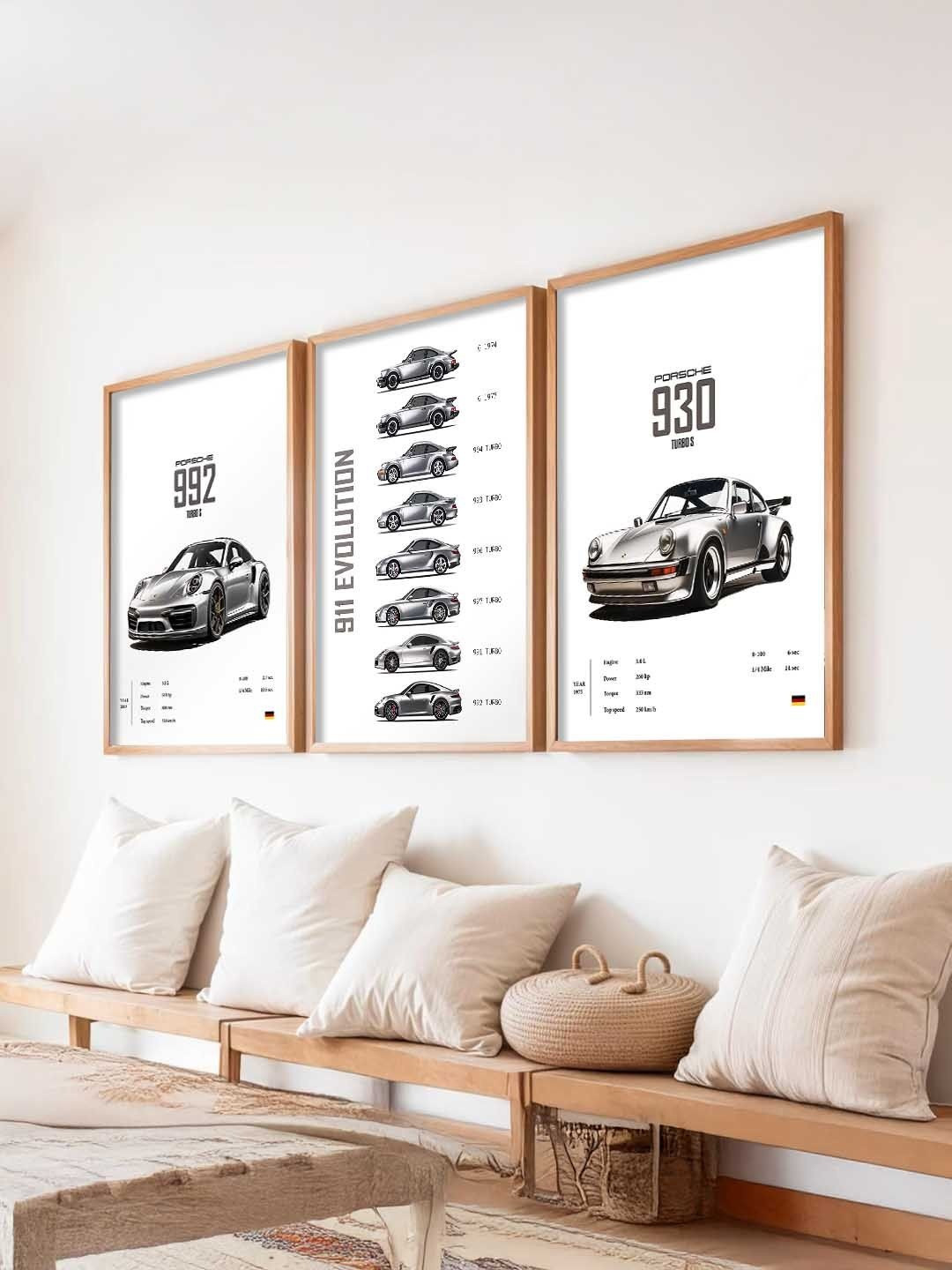 WALLLANE White And Black Wooden 3 Pieces Portrait Painting Wall Art 10 Inch x 13 Inch