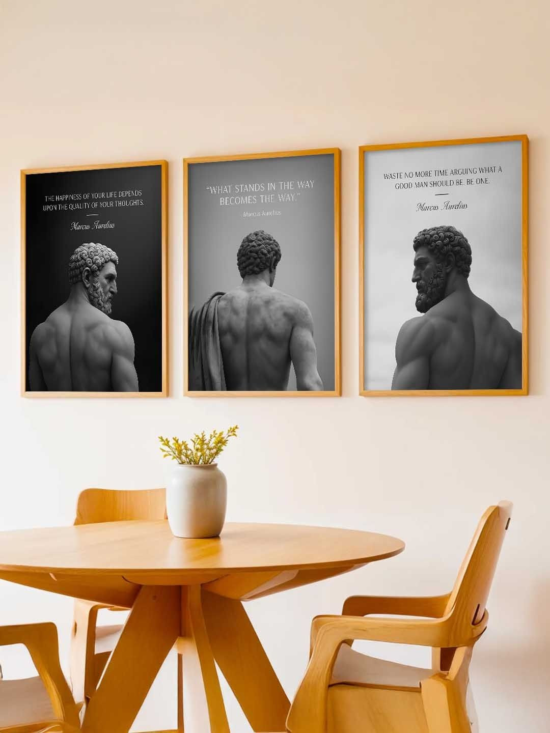 WALLLANE Set of 3 Grey Wood Wall Photographs