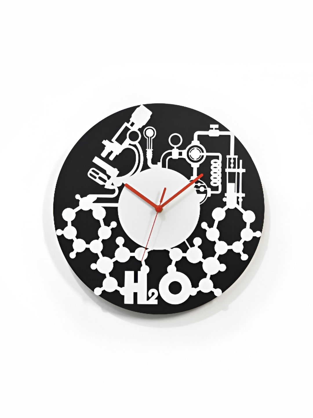 QEZNEF Black Textured Geometric Shaped Analogue Traditional Wall Clock 30 cm x 30 cm