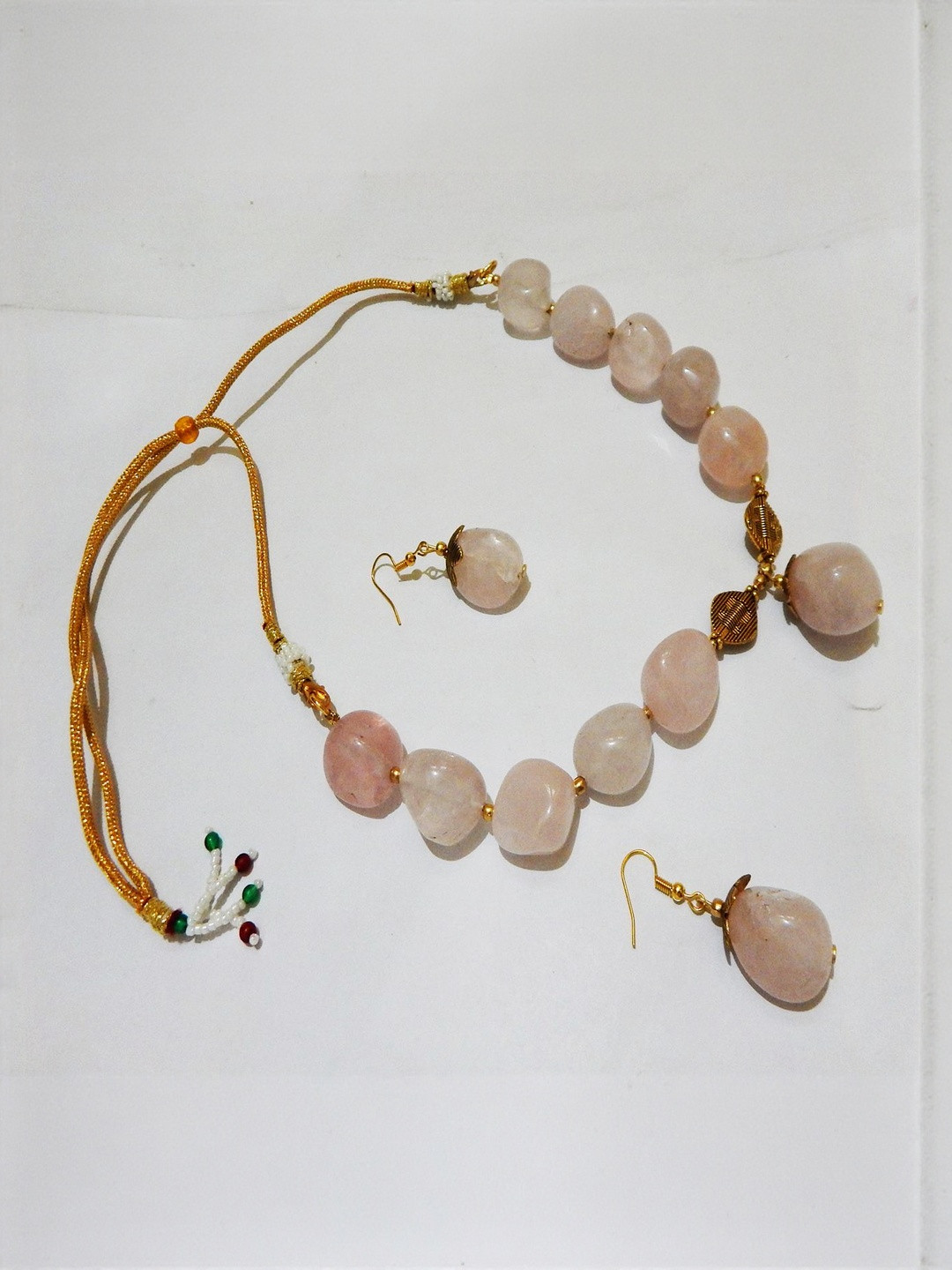 Jaya Vision Jewelry Gold Plated Quartz Studded Necklace And Earrings