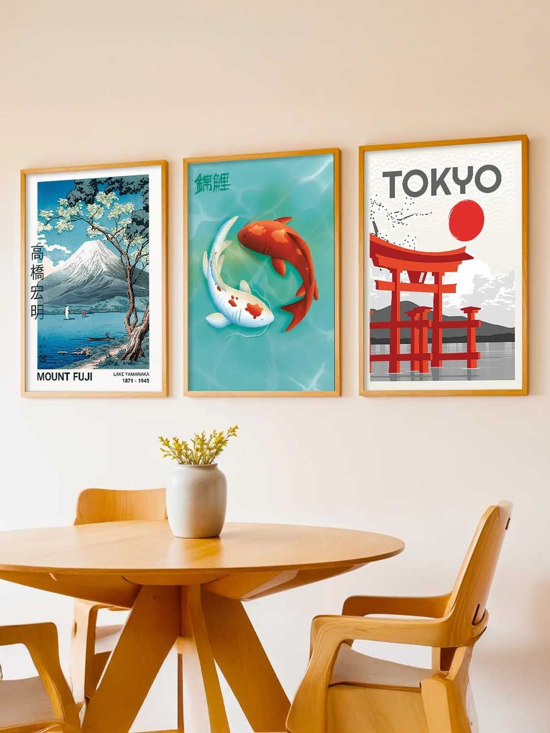 WALLLANE Set of 3 Japanese Art Framed Posters
