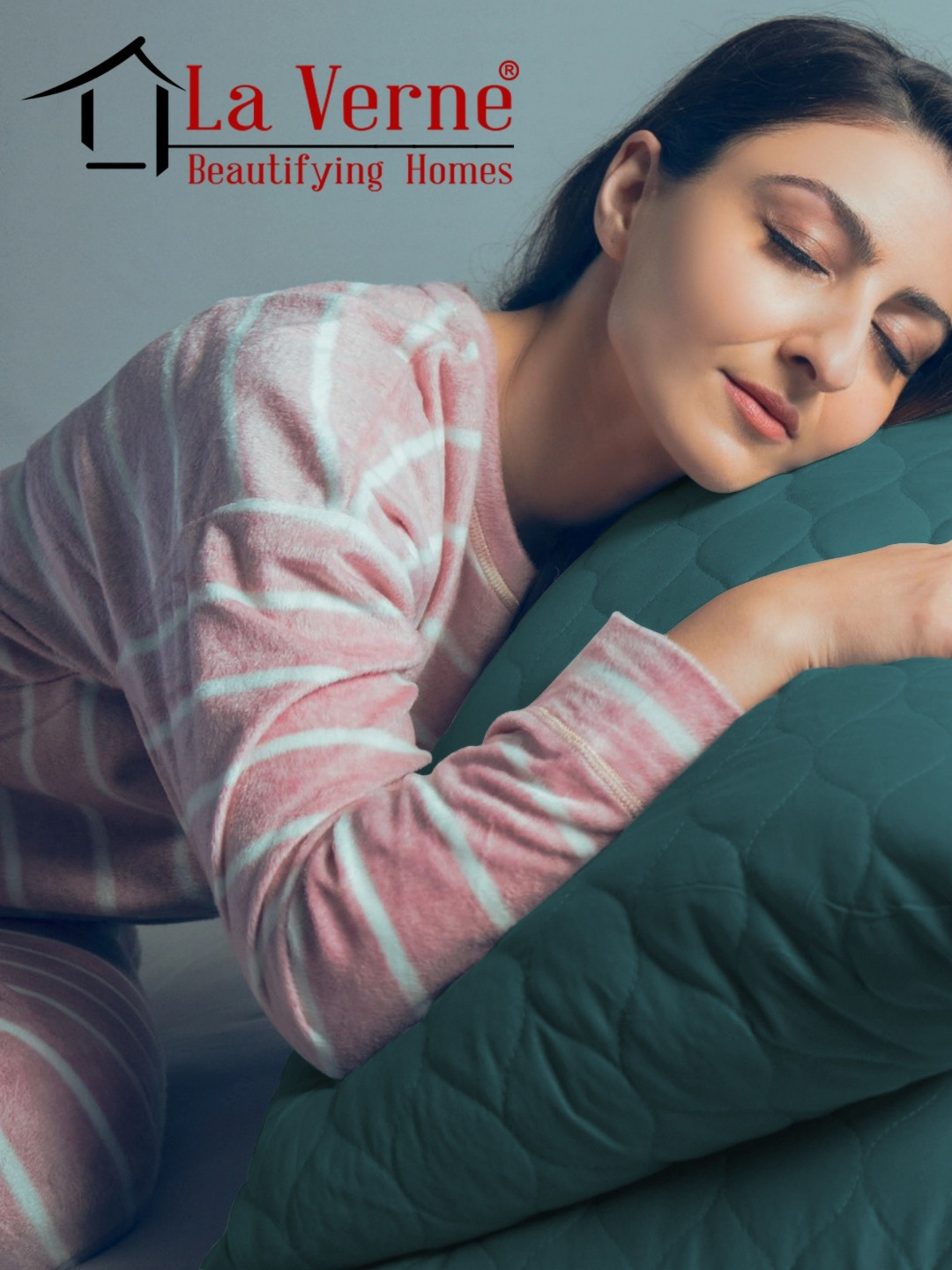 LA VERNE Teal 2 Pieces Fibre Filled Lightweight Sleep Pillow