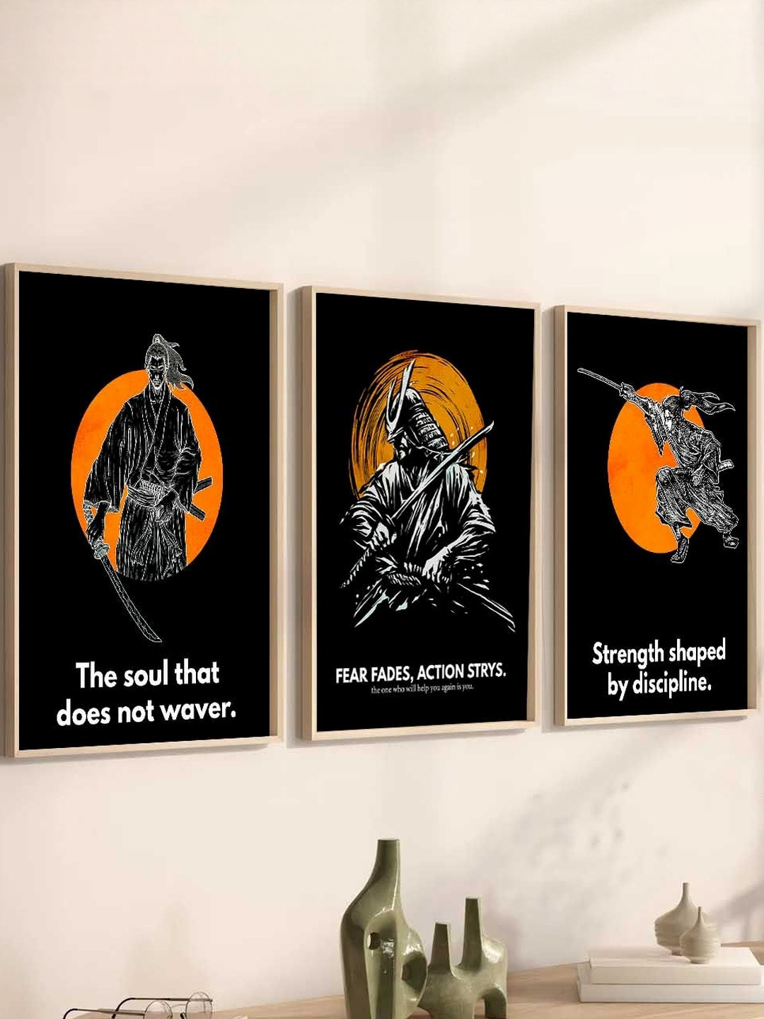 WALLLANE Black Wood Wall Set of 3 Rectangle Wall Art