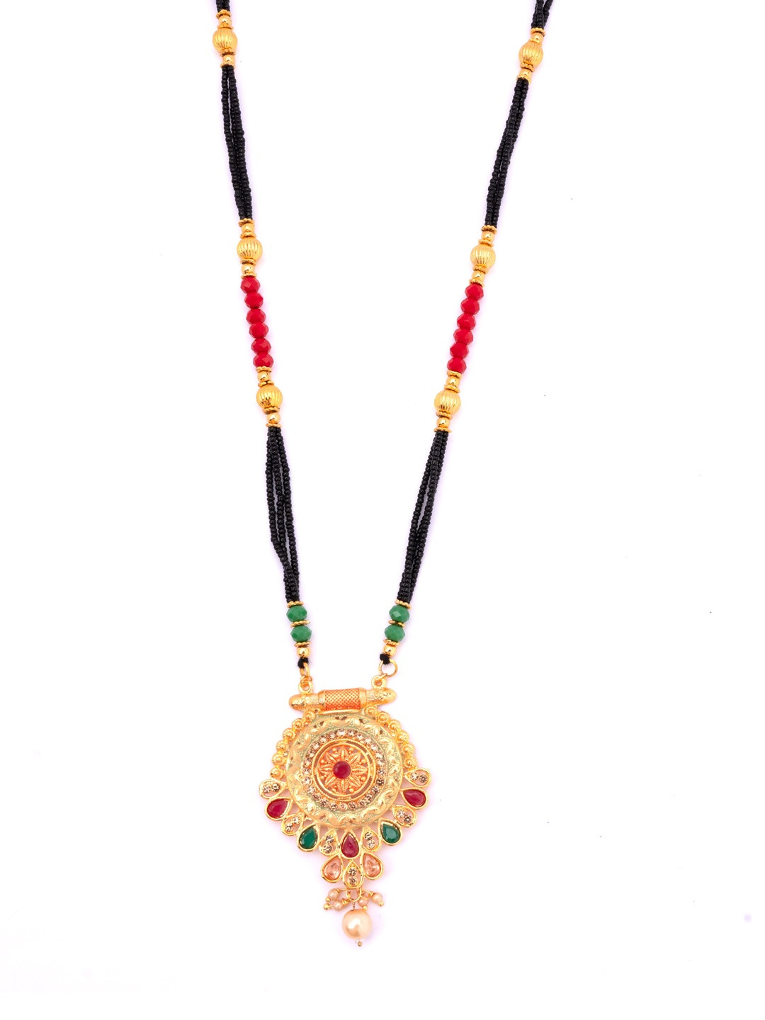 Kulin Gold-Plated Beaded Temple-Style Mangalsutra