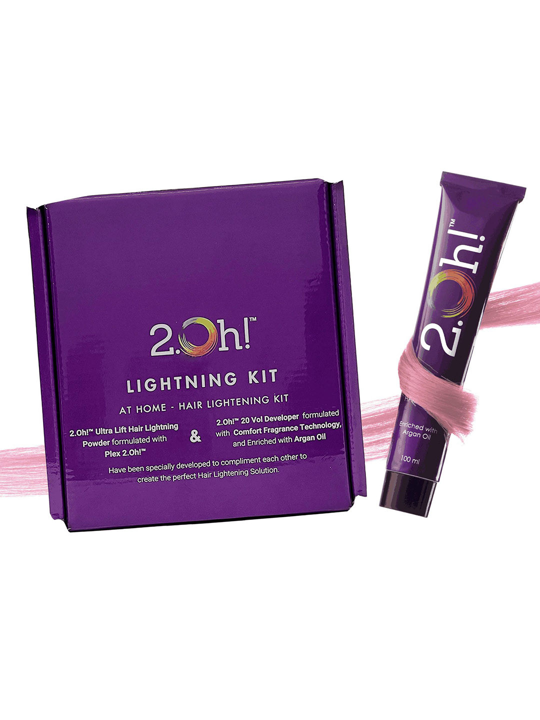 2.Oh! Hair Bleach Kit + Semi Permanent Hair Colour - 100 ml - Pastel Pink