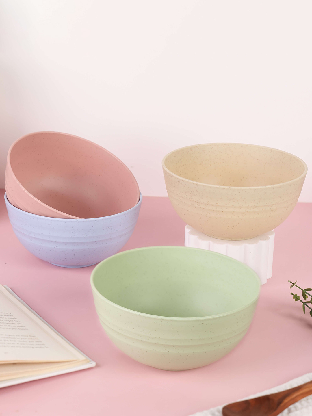 IRIDA NATURALS Pink 2024 4 Pieces Dishwasher and Microwave Safe Serving Bowl