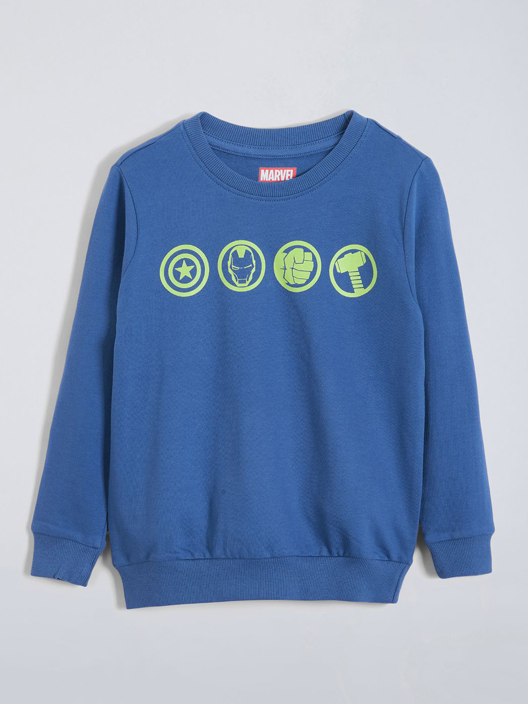 Hopscotch Boys Marvel Hero Icons Printed Pure Cotton Sweatshirt
