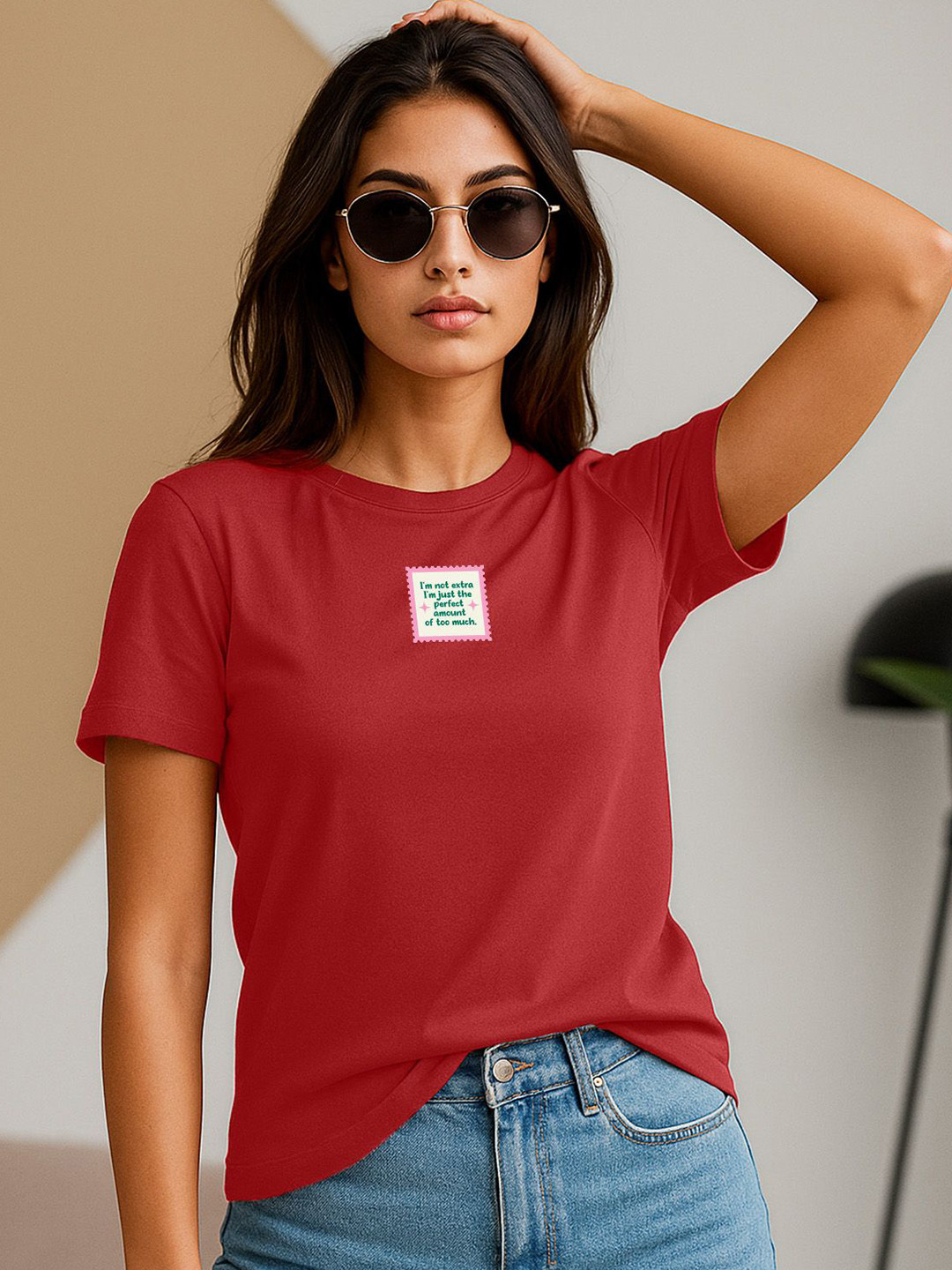 JUNEBERRY Women Typography Printed Pure Cotton Round Neck Regular Fit T-shirt
