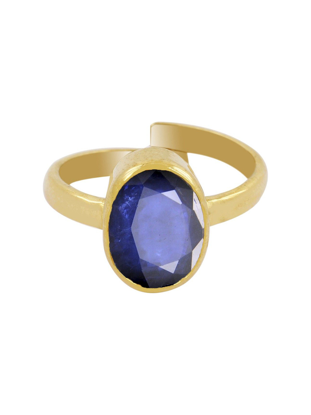 RAVIOUR LIFESTYLE Ratti Blue Sapphire Stone Studded Gold Plated Finger Ring