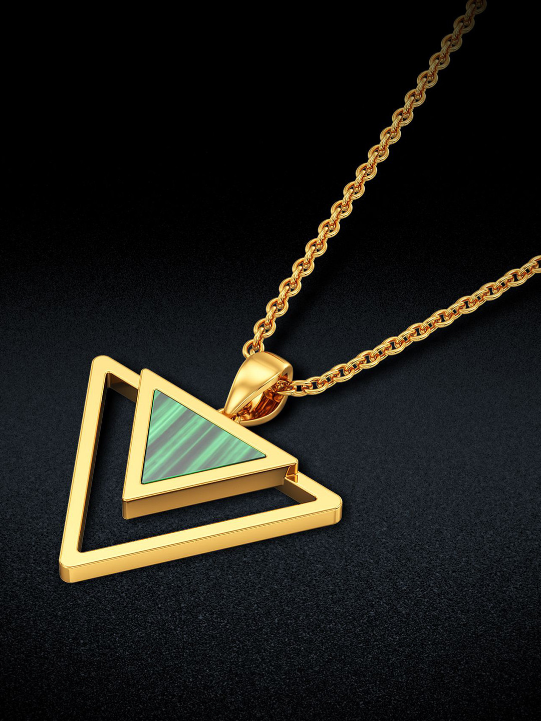 Joyalukkas 18Kt Gold Sparkling Upturned Triangles Pendant - 3.76 g