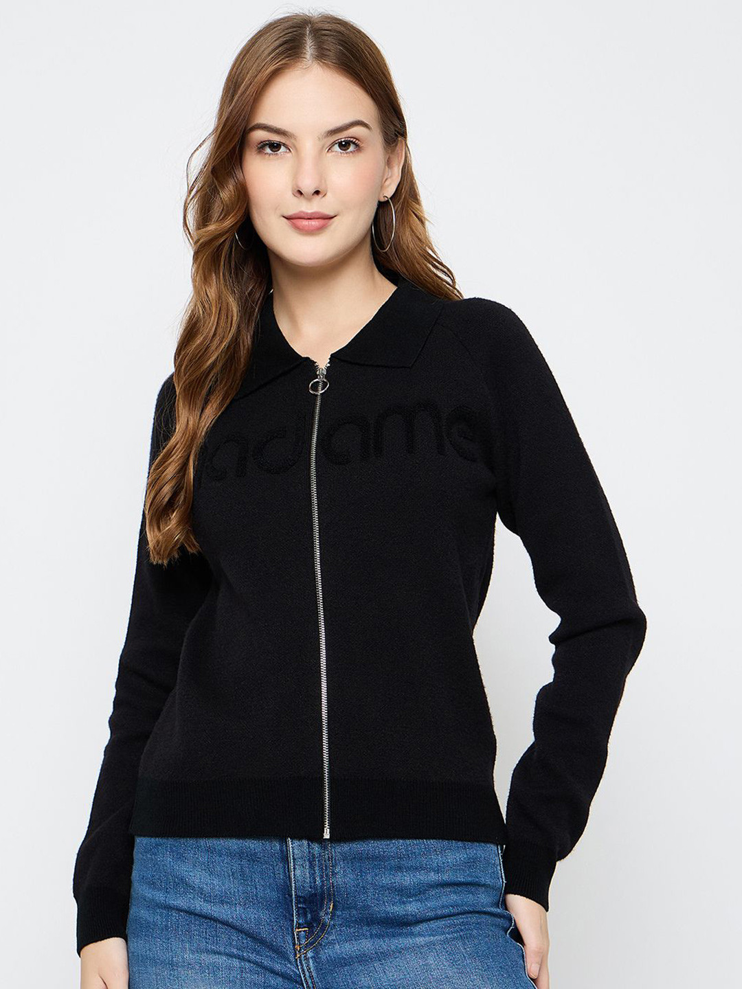 Madame Women Printed Full Sleeve Cardigan Sweater