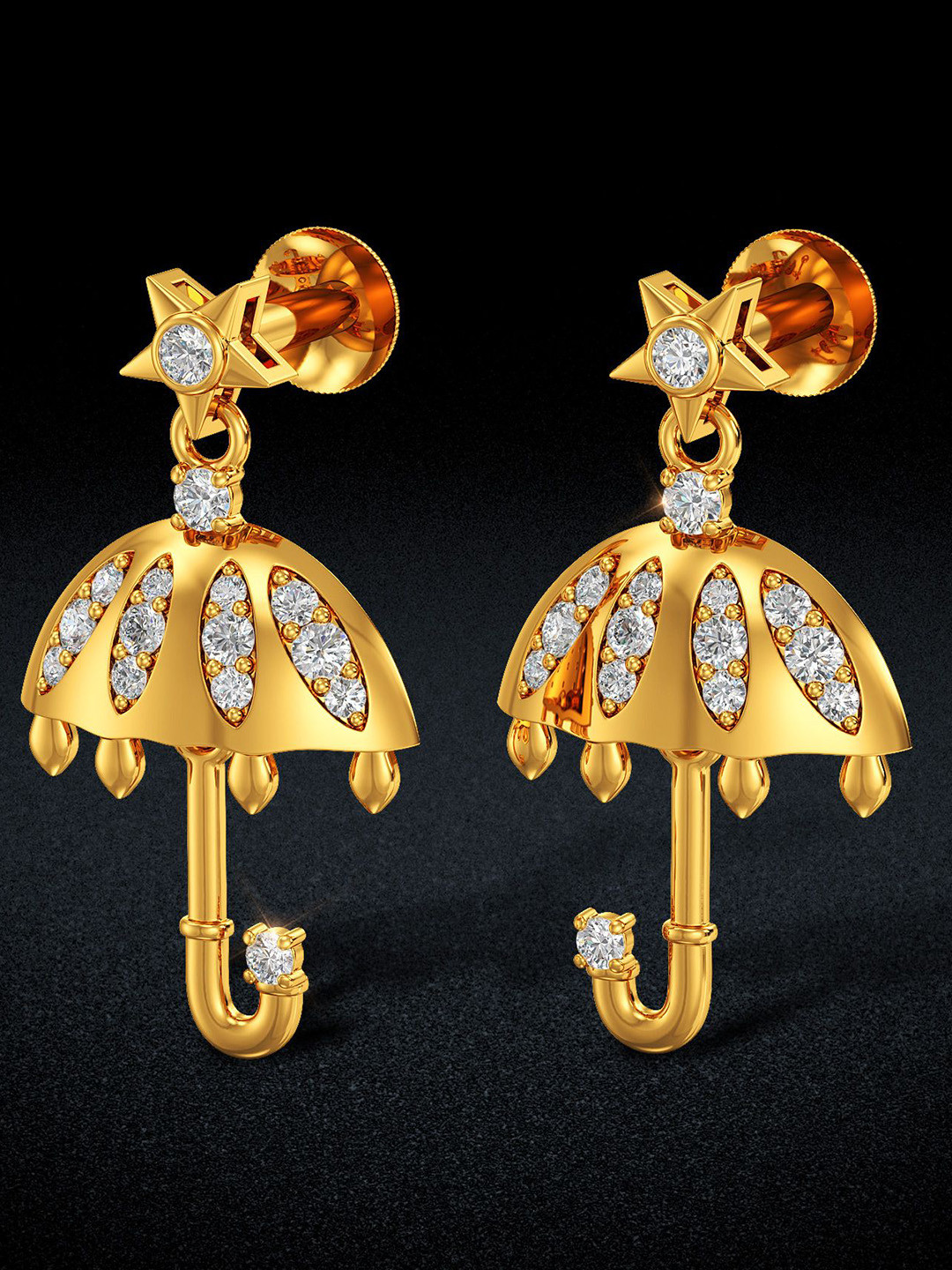 Joyalukkas Women 22Kt Gold Rainshade Drop Earring - 4.075 g