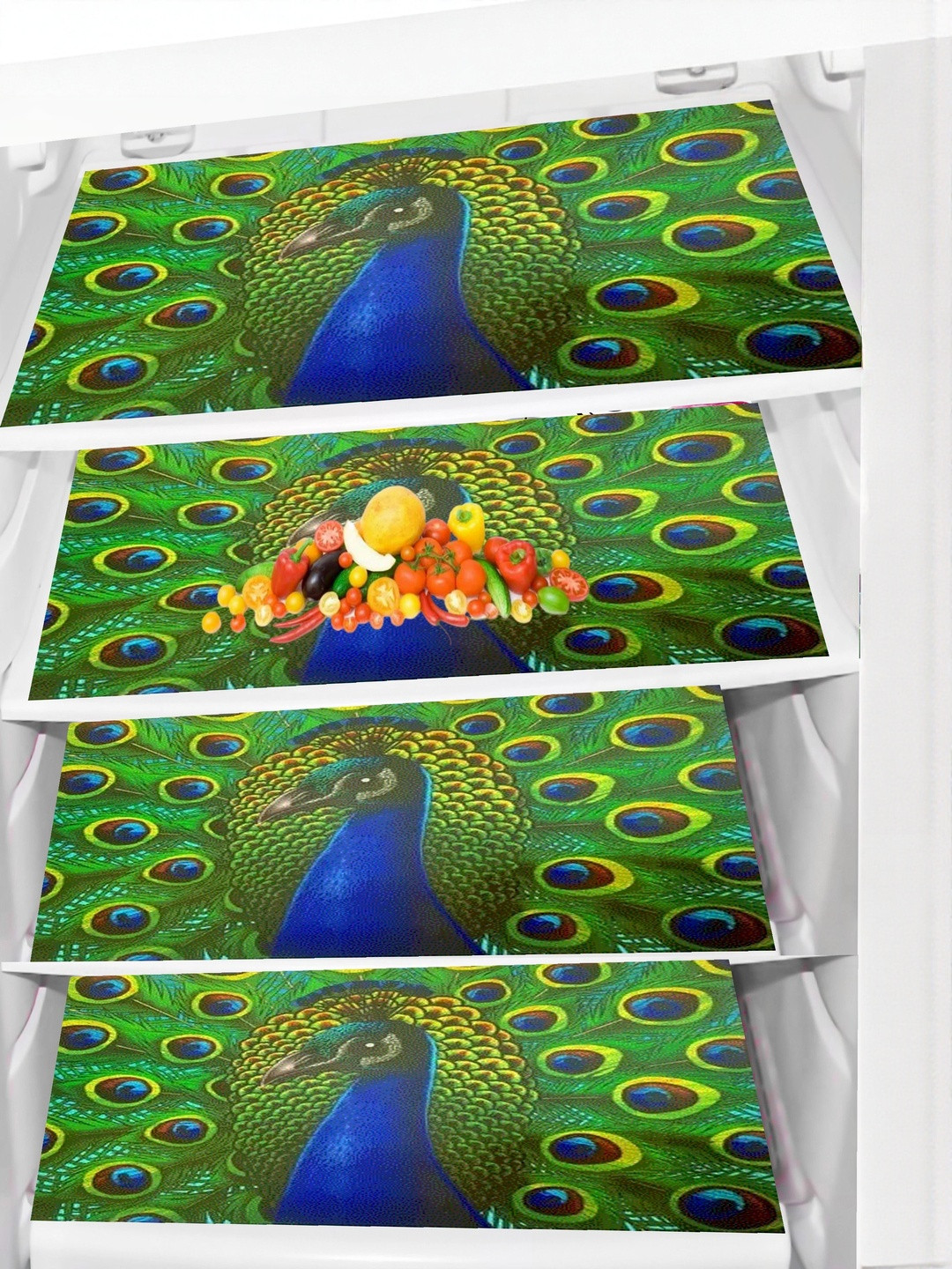 TRENDY RABBIT Green & Blue 4 Pieces Printed Fridge Mats