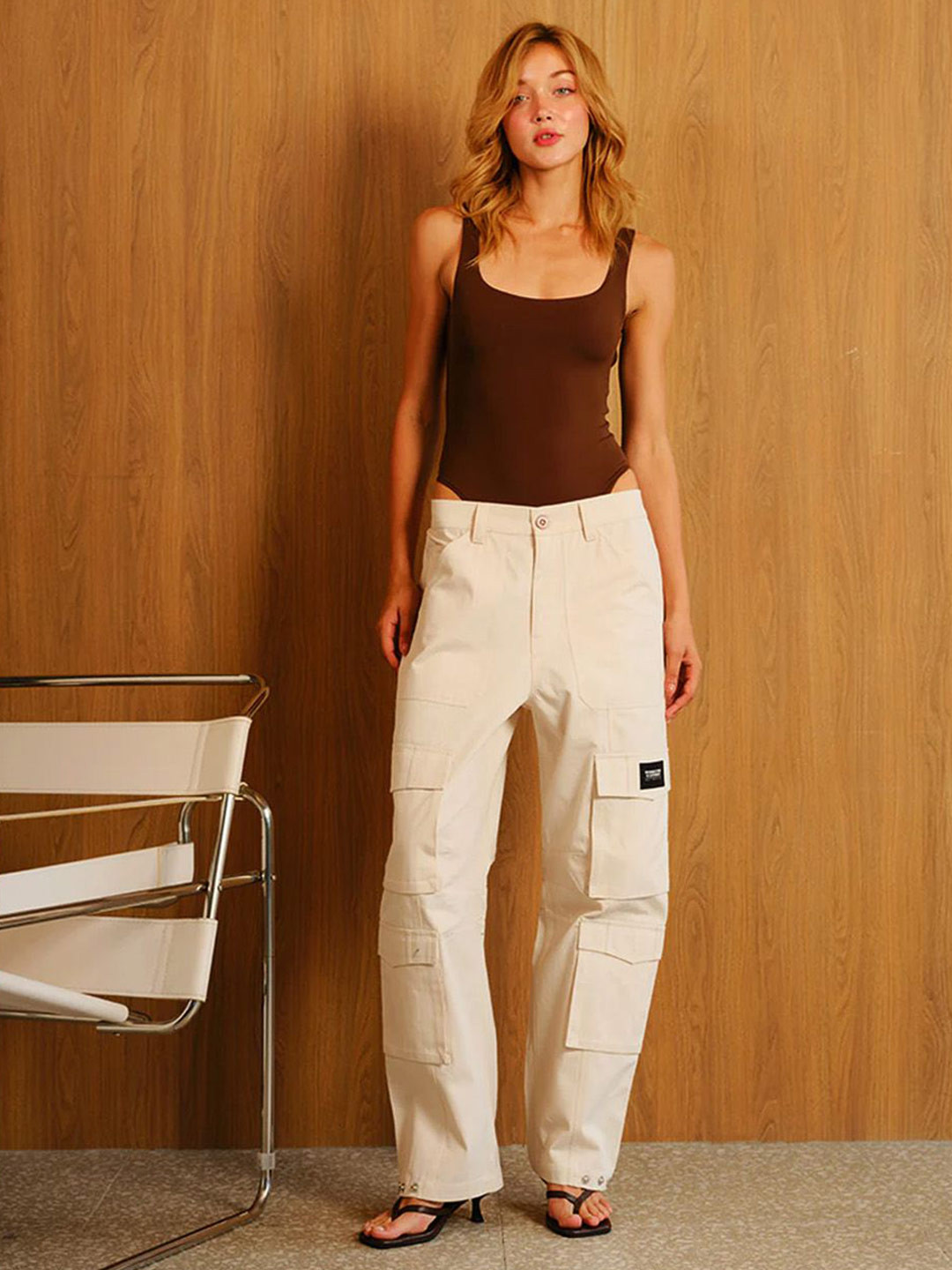 Bonkers Corner Women Regular Fit Low-Rise Cotton Cargos Trousers