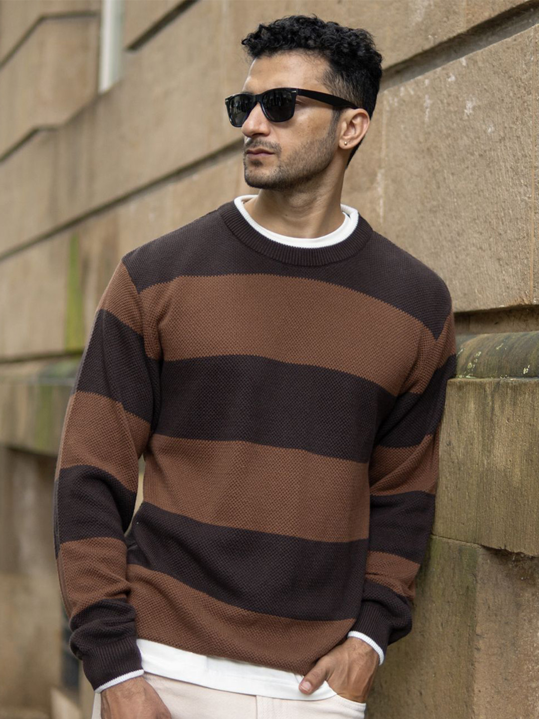 Powerlook SS25 Regular Fit Striped Round Neck Cotton T-shirt