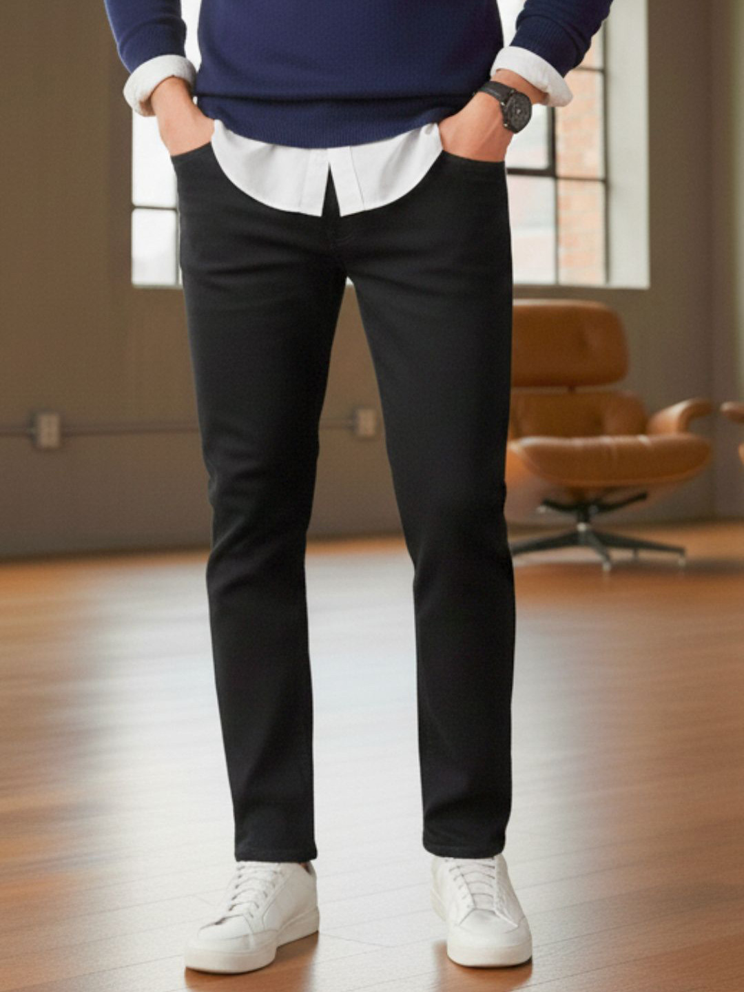 DELAN Men Jean Slim Fit Mid-Rise Stretchable Jeans