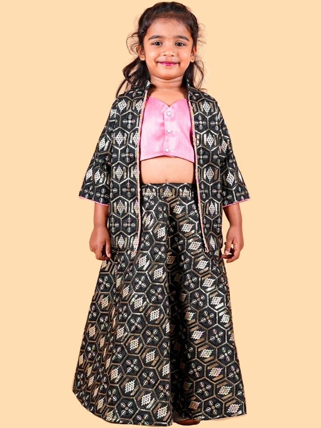 LOYZO-LOYAL TO JOY Girls Shoulder Straps Pure Cotton Top With Skirt & Jacket