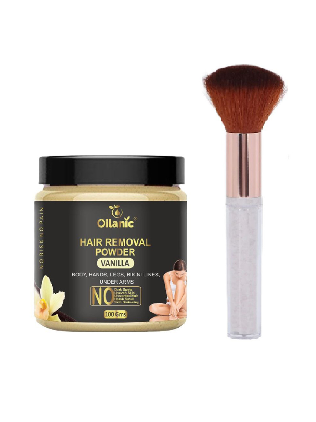 Oilanic Vanilla Hair Removal Powder With Brush - 100 g