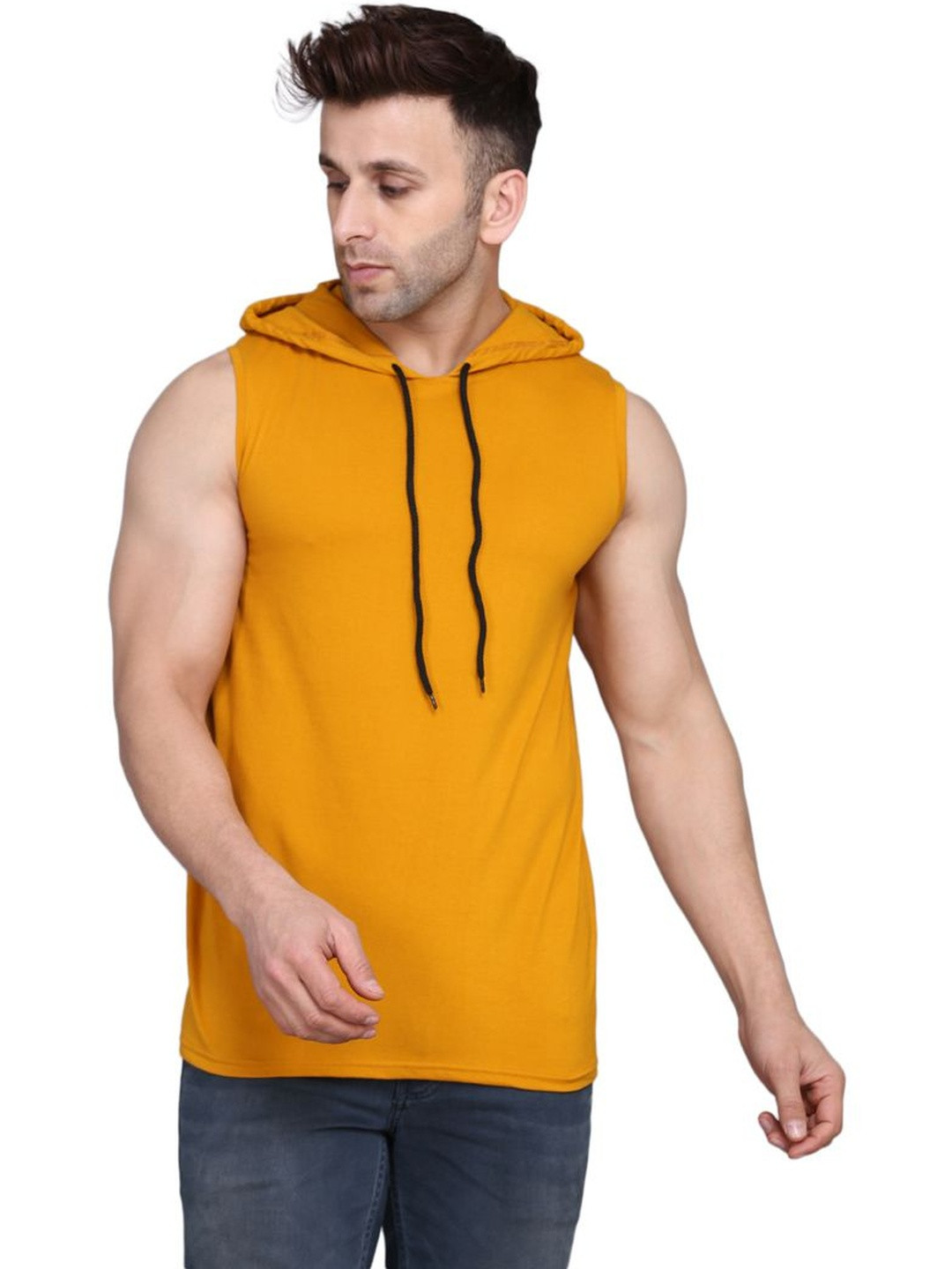 CRYPTIC Men Solid Hooded  Slim Fit T-shirt