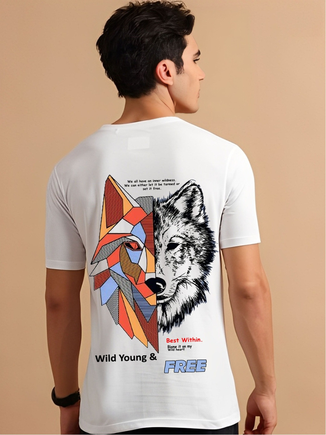 Kasendra Men Wolf Graphic Regular Fit T-shirt
