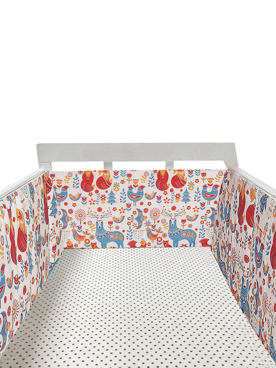 OSCAR HOME White & Blue Geometric Cotton Crib Fine Bedding Set