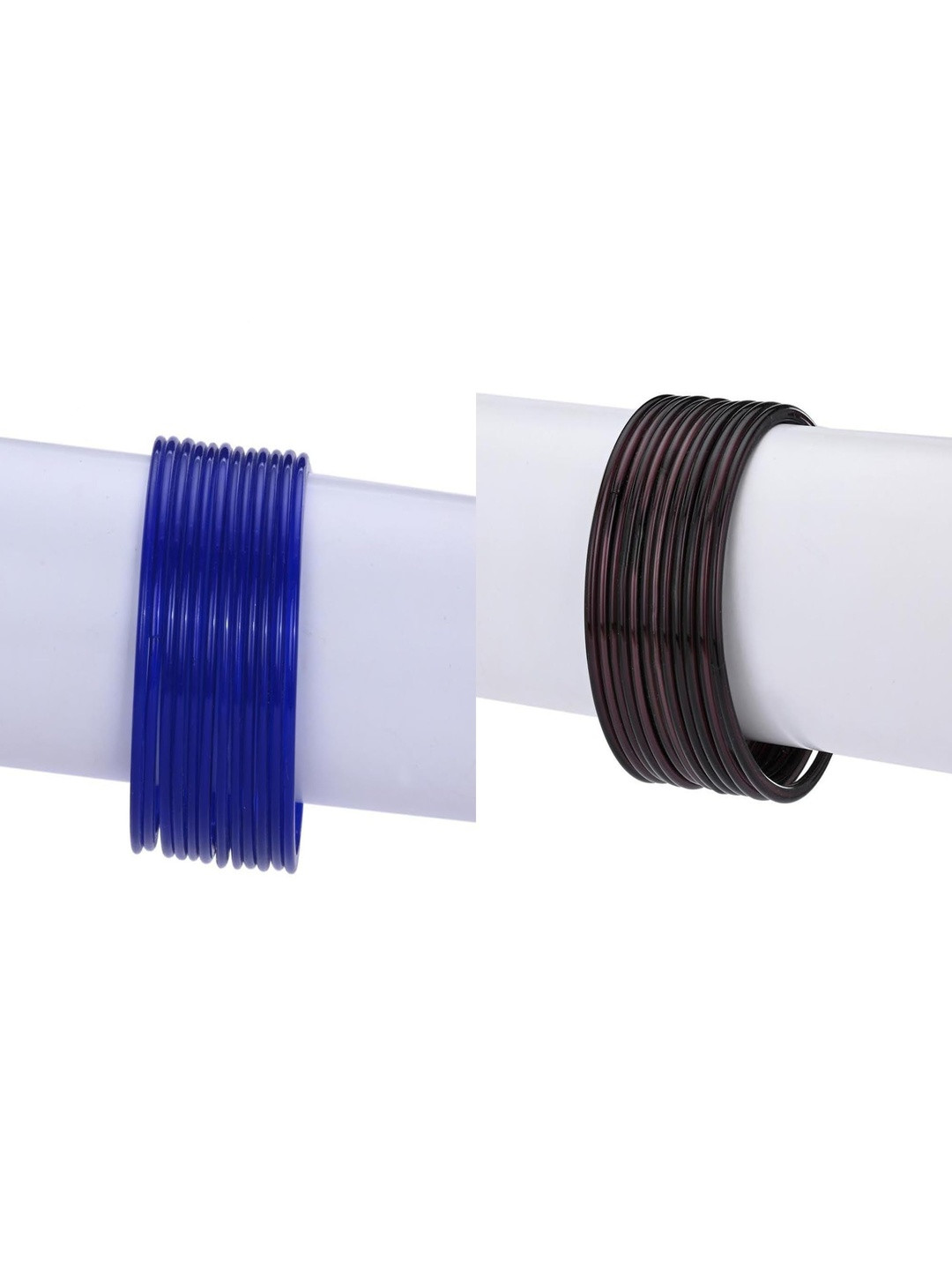 SOMIL Women Set of 3 Blue & Maroon Solid Glass Bangles Set