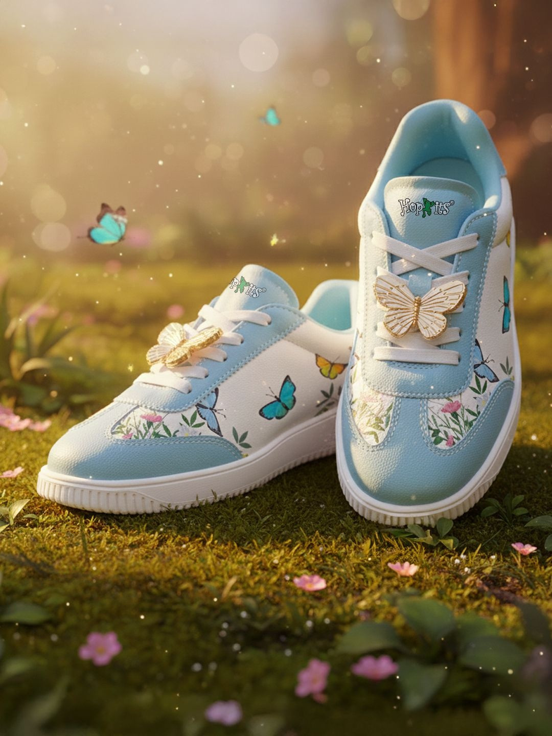 Hopits Girls Butterfly Printed Embellished Sneakers