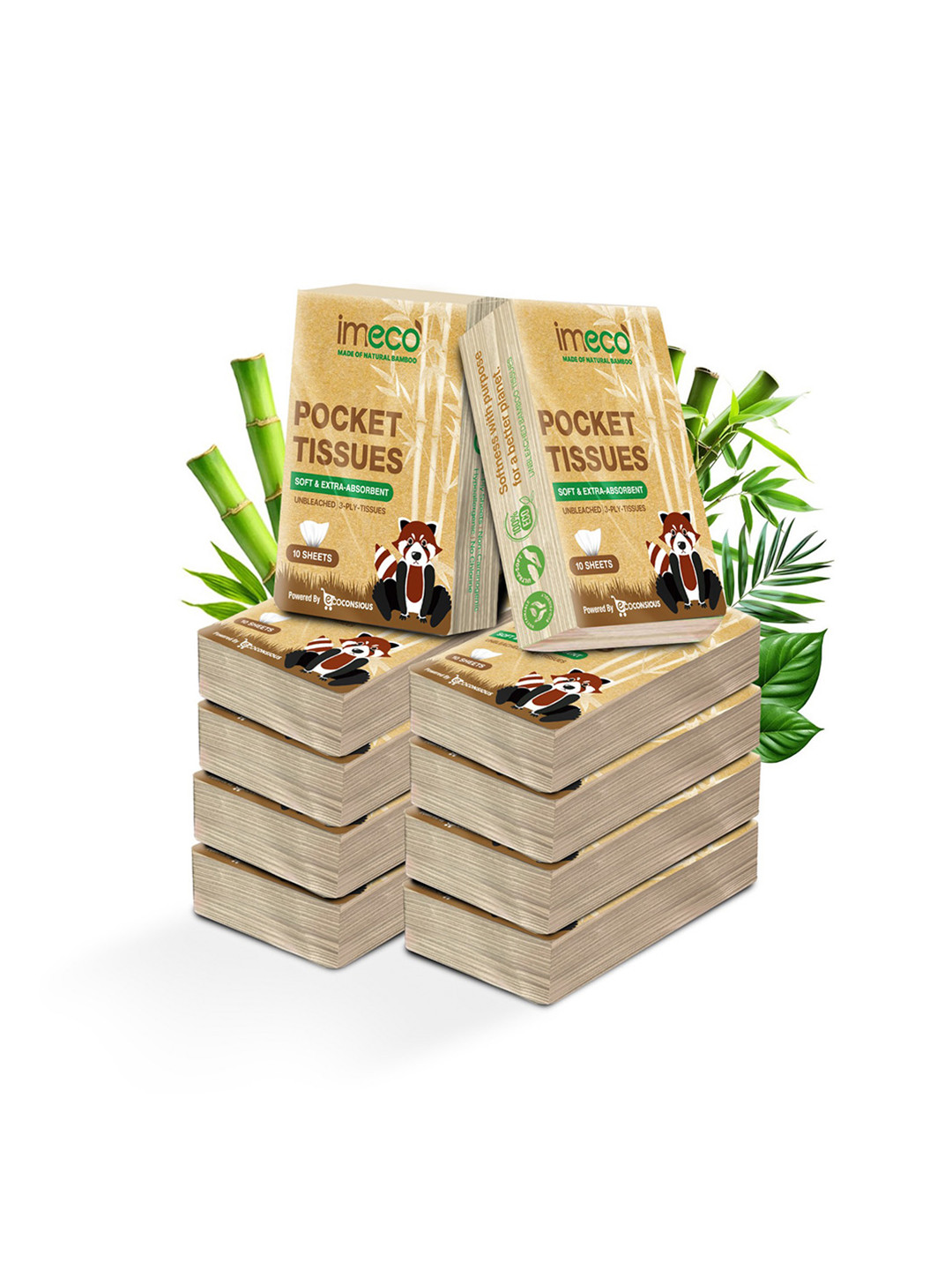 IMECO Set Of 10 Soft & Extra Absorbent 2 Ply Pocket Tissues - 10 Pieces Each