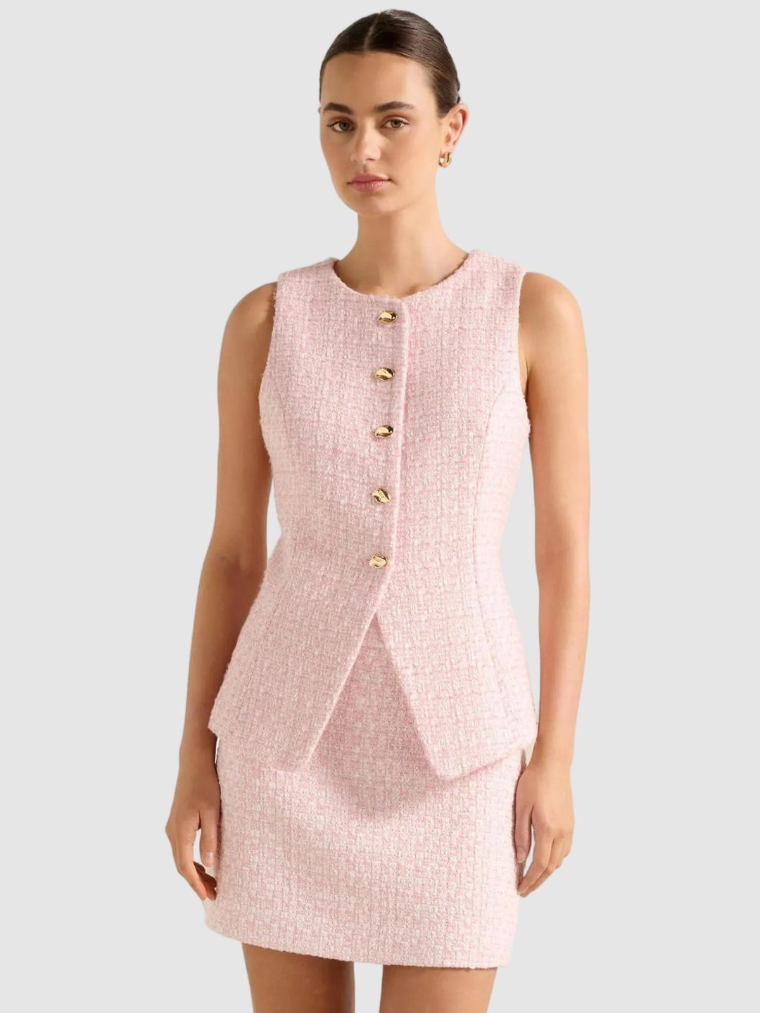 Forever New Scoop Neck Sleeveless Woven Waistcoat