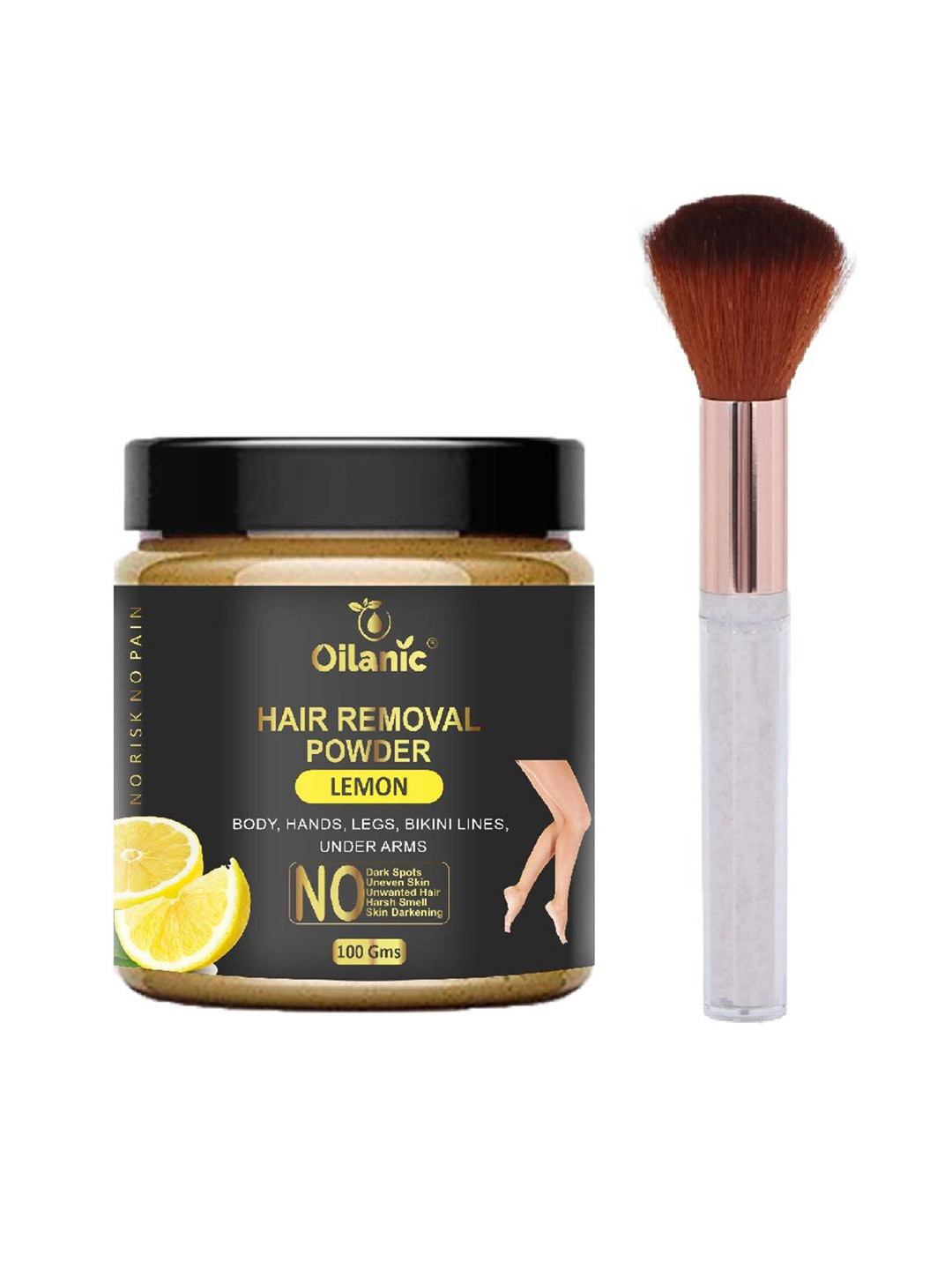 Oilanic Hair Removal Powder With Brush - 100 g - Lemon Flavour