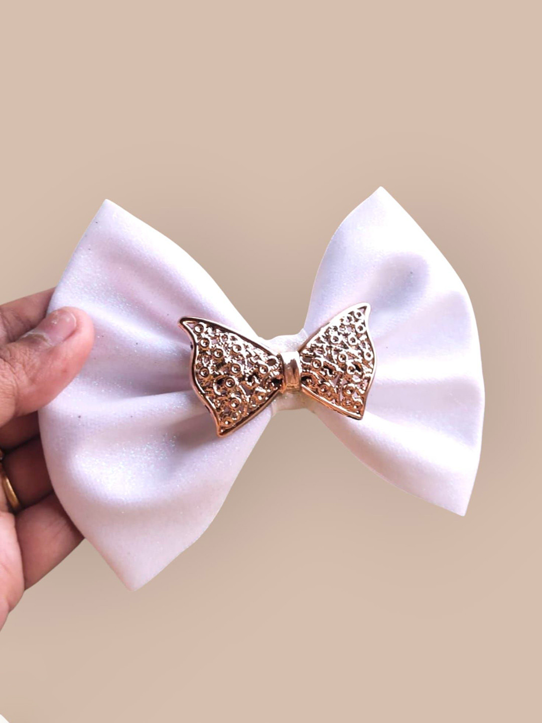 RAINMEBOWS Girls Glittery Bow Alligator Hair Clip With Metallic Gold center