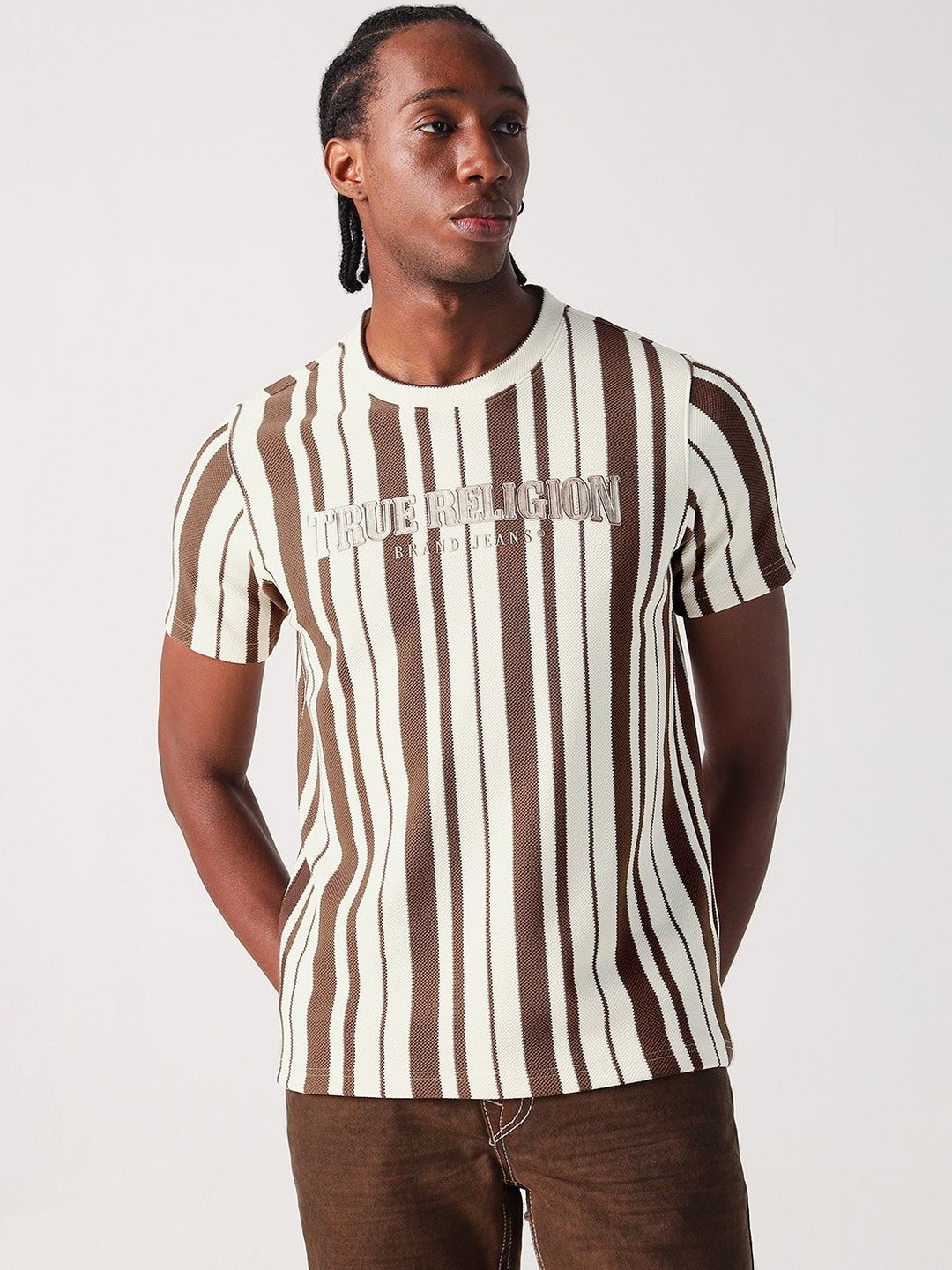 True Religion Men Striped Round Neck T-shirt